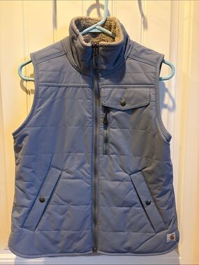 Carhartt Quilted Vest in Dusty Blue with Sherpa Collar